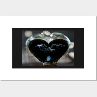 Black Broken Heart Art in Sunset /  Broken Hearts Unwind Designs Posters and Art